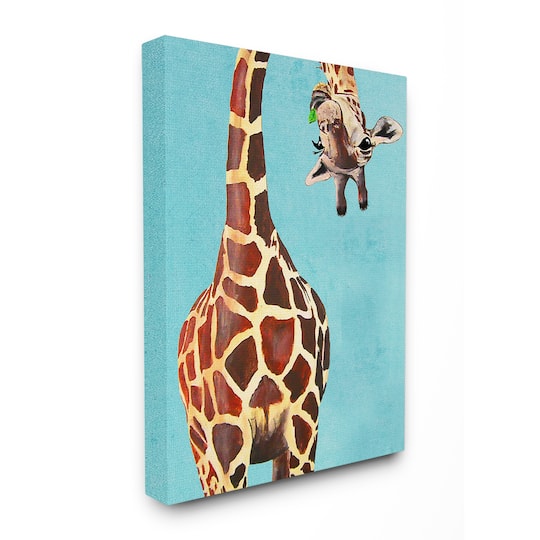 Stupell Industries Curious Giraffe Chewing Leaves Canvas Wall Art